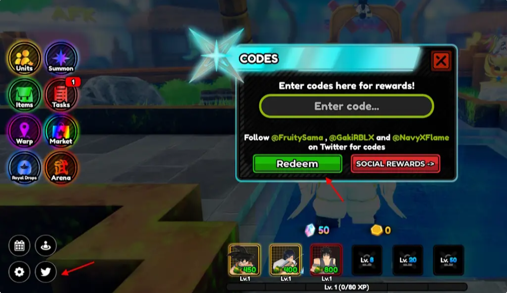 ASTDX Code Redemption Tutorial - Twitter Icon Location and Redemption Process